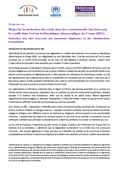 2026_PROT Nego_Case Study 1_FR_cover Étude de cas | Protéger les sites d'accueil des personnes déplacées et les infrastructures humanitaires